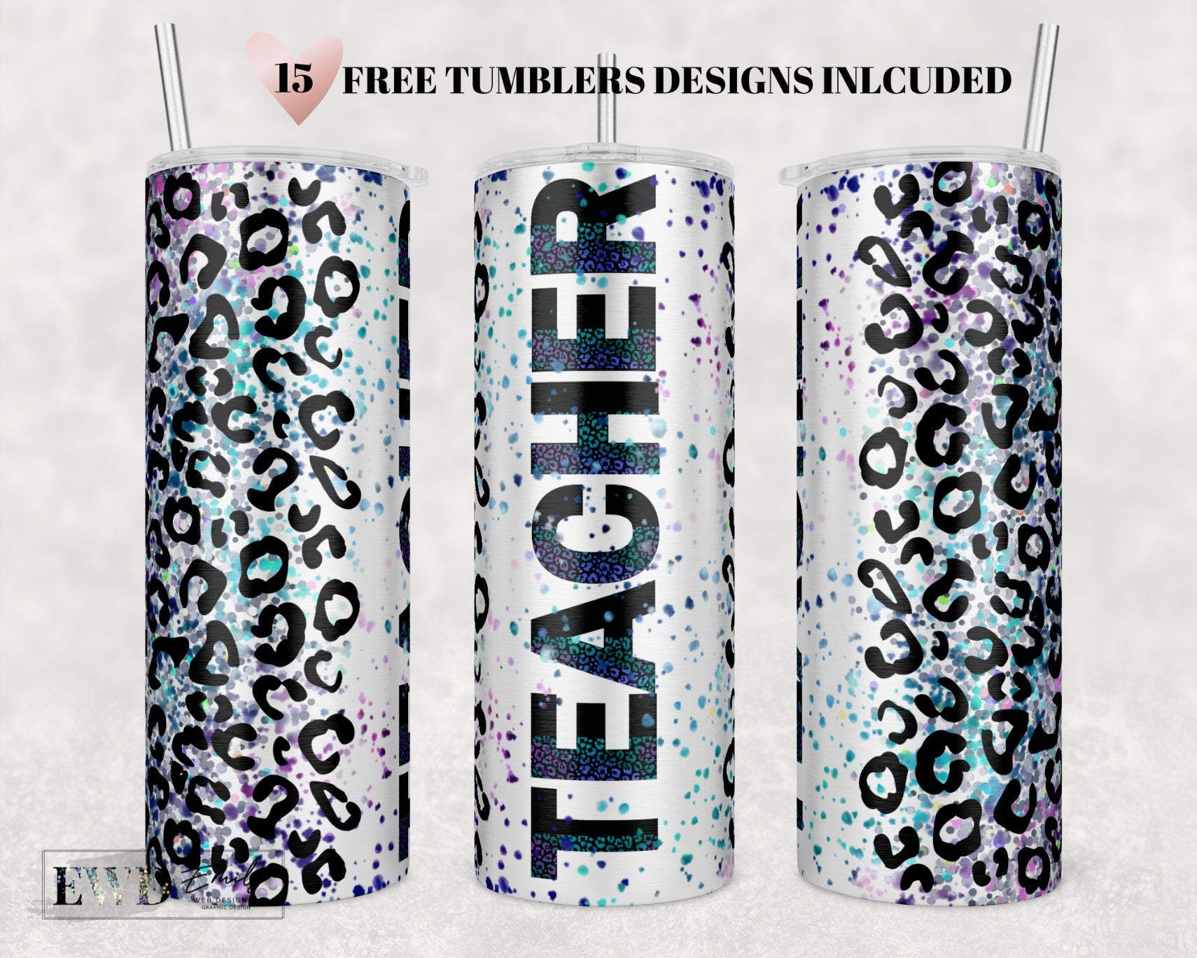 Skinny Tumbler Sublimation Design - Glitter Crayon Tumblers