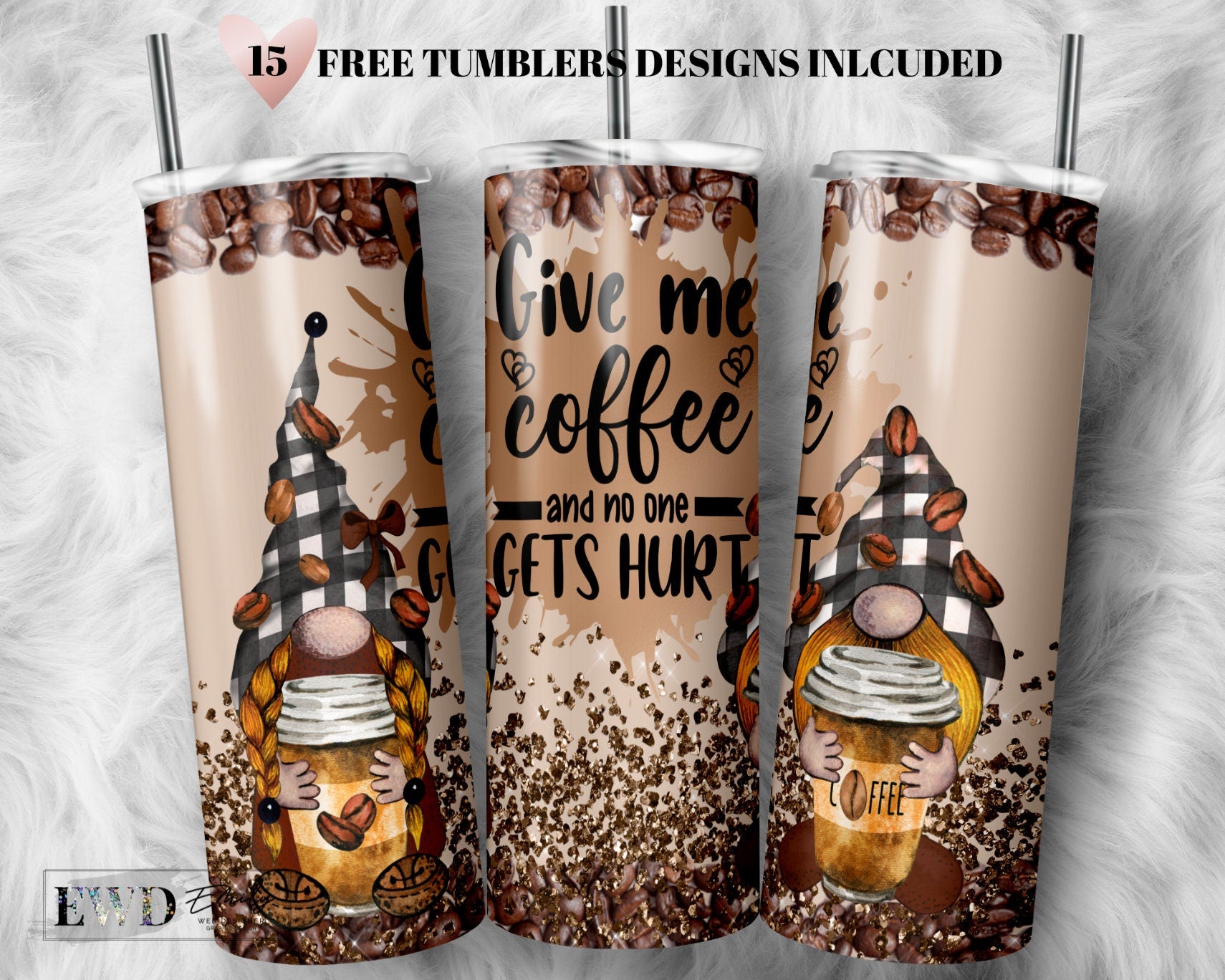 Coffee Gnome Tumbler Wrap, 20 oz Skinny Tumbler Sublimation