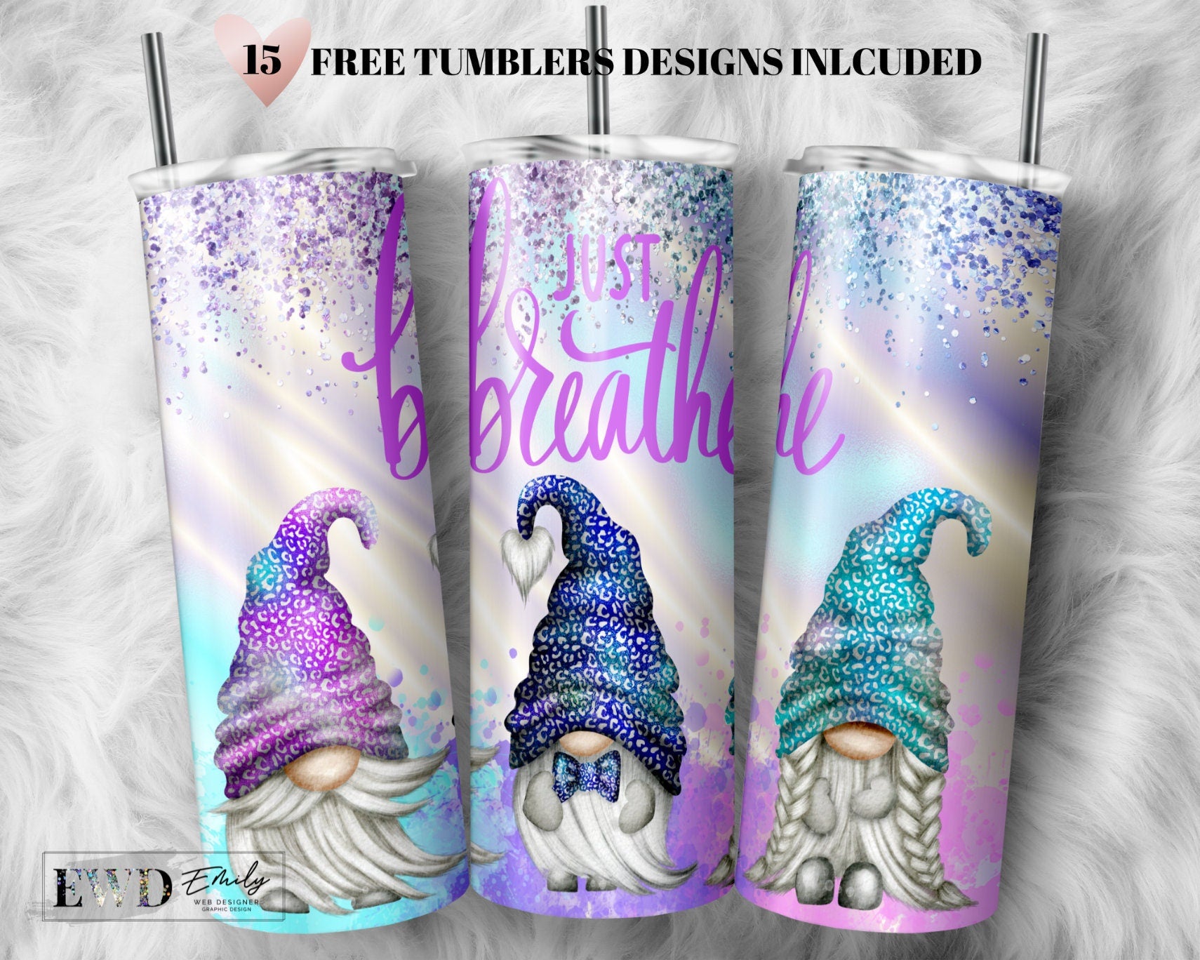 Purple Gnome Tumbler Wrap 40oz Tumbler Wrap Downloadable PNG 
