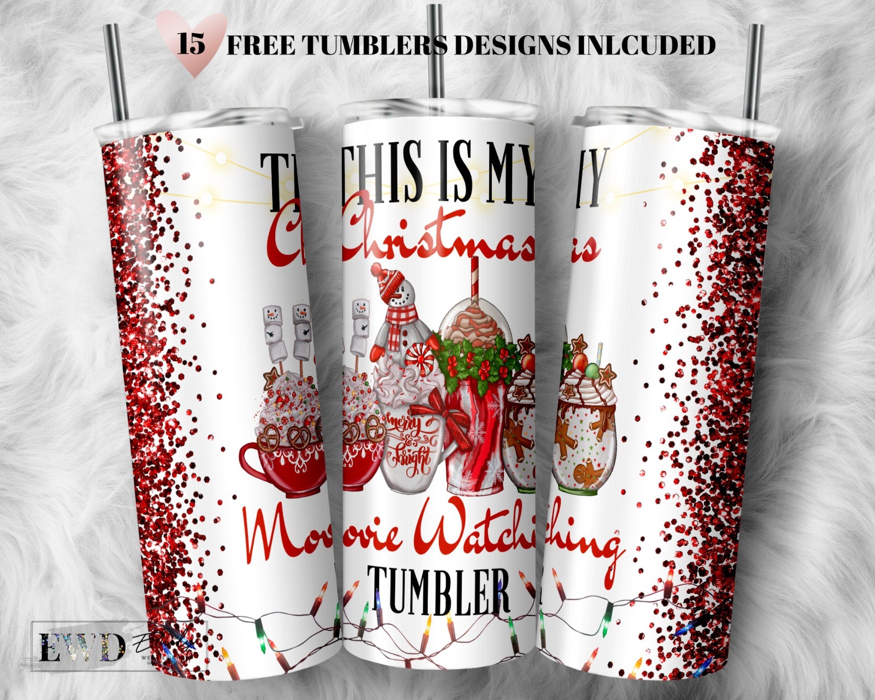 Gnomes Christmas 20oz Skinny Tumbler Sublimation Designs, Tumbler Wrap