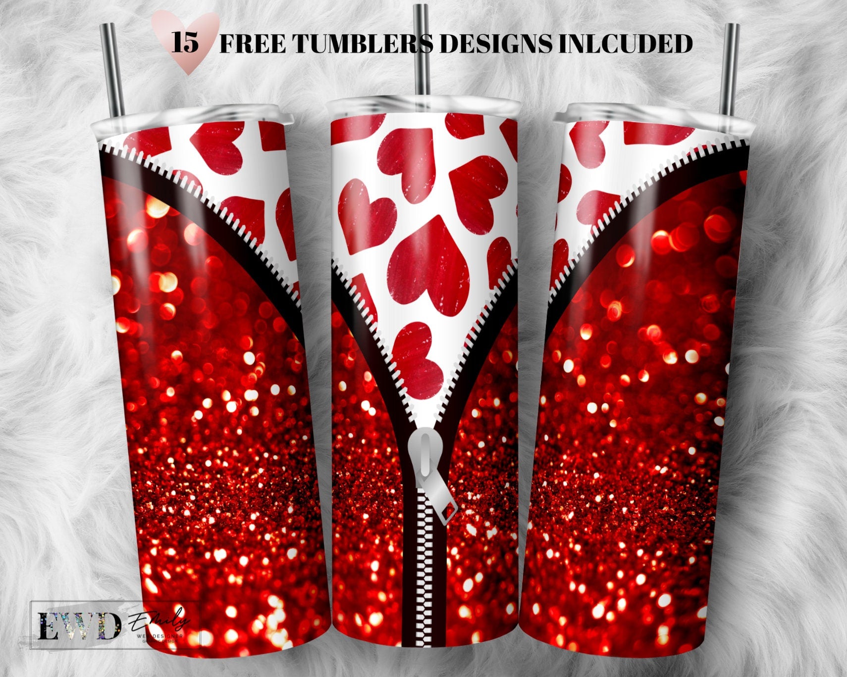 valentine pattern skinny Tumbler Sublimation Wrap SVG