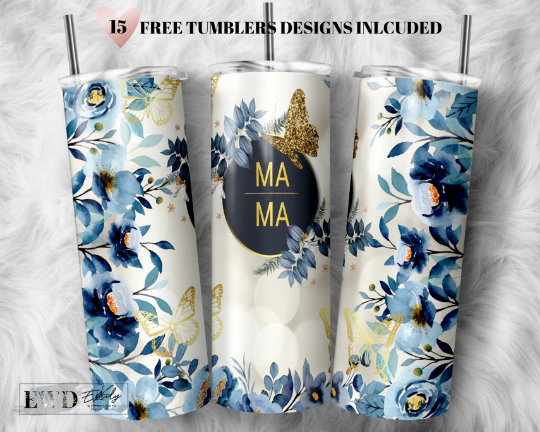 Floral Tumbler Wrap Flower Floral Seamless Wrap Sublimation Designs -  Skinny Tumbler 20oz Design - Digital Download - Seamless Design - PNG