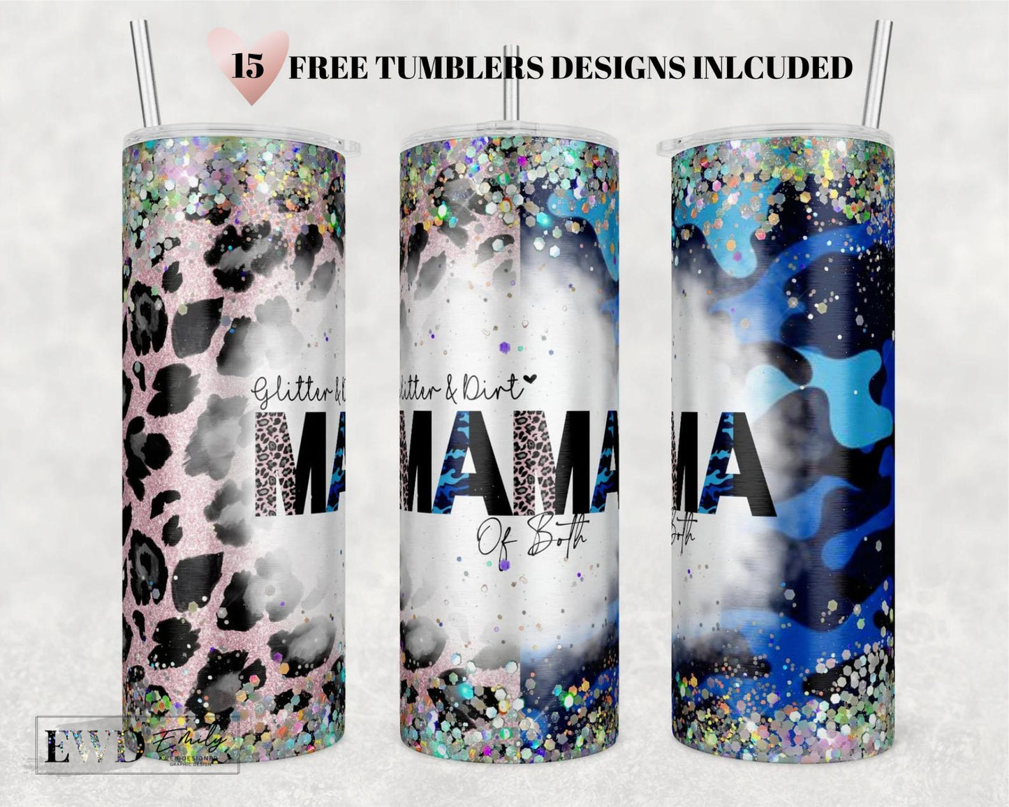 20 oz Straight Tumbler Design - Mom of Both - Personal & Limited Commercial Use - DIGITAL ONLY