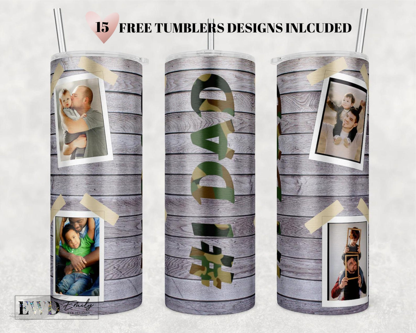 20 Oz Skinny Tumbler, Best Dad png Tumbler, Photo frame, Dad, Father, Papa, Tumbler Wrap, Sublimation Template, Father's Day, PNG.
