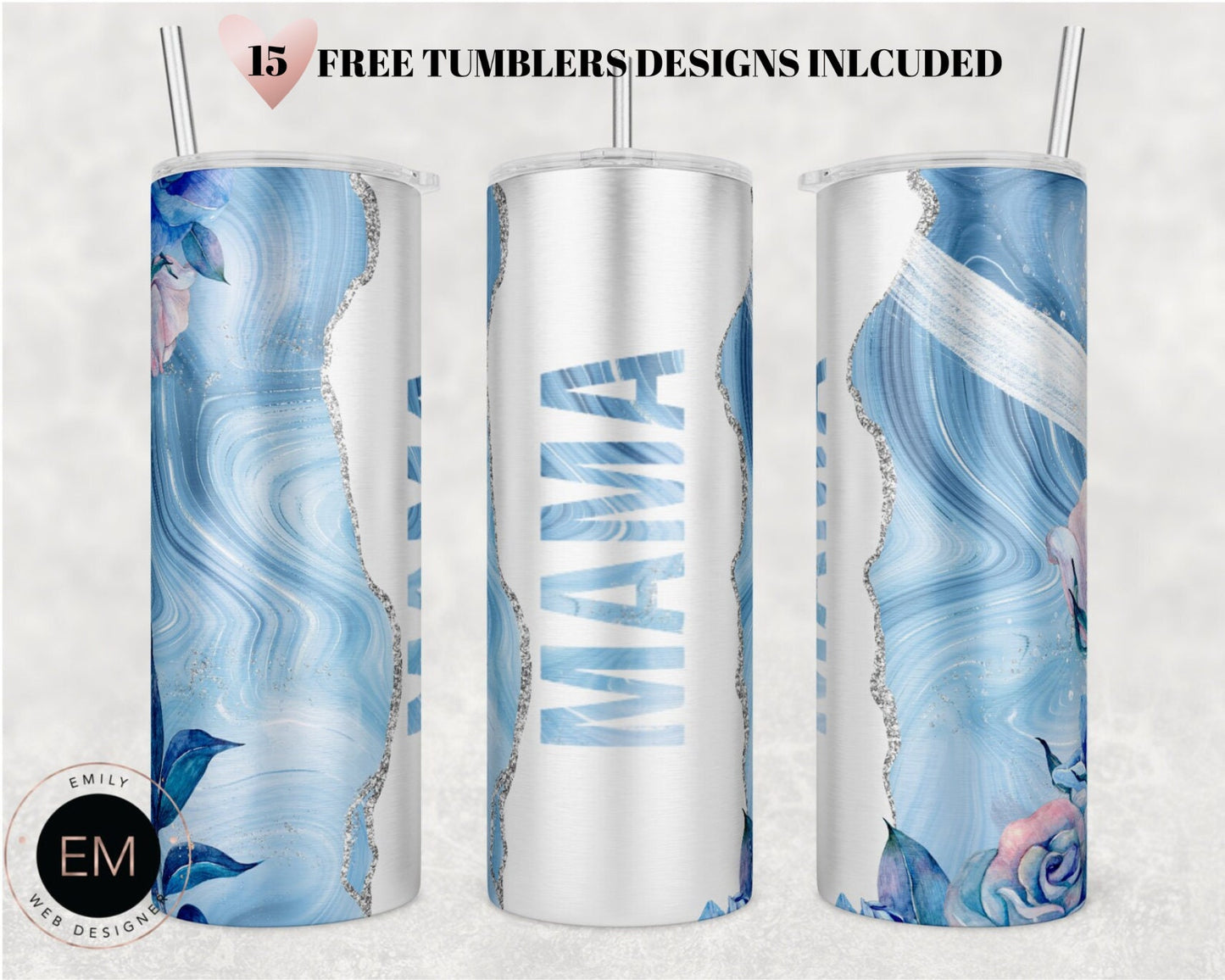 Mama Tumbler PNG, Seamless Floral Tumbler Design, 20oz Skinny Tumbler, Mom Tumbler Wrap, Glitter Tumbler Sublimate, Mum Tumbler, Downloads