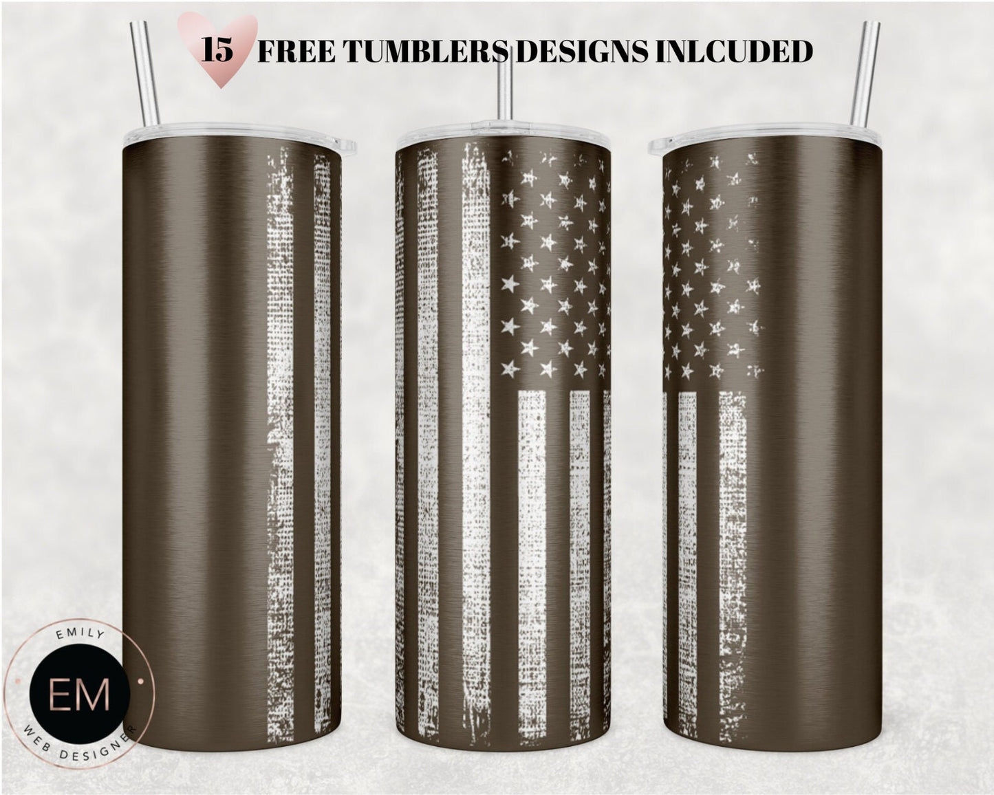 20oz Skinny Tumbler Sublimation Designs American Flag for Straight/Tapered Tumbler PNG File Digital Download