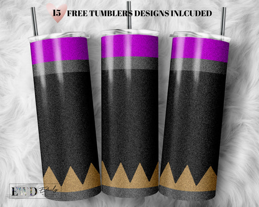 20 oz Skinny Tumbler Purple Glitter Teacher Tumbler Pencil Monogram Teacher Life Sublimation Design, Teacher Appreciation - PNG