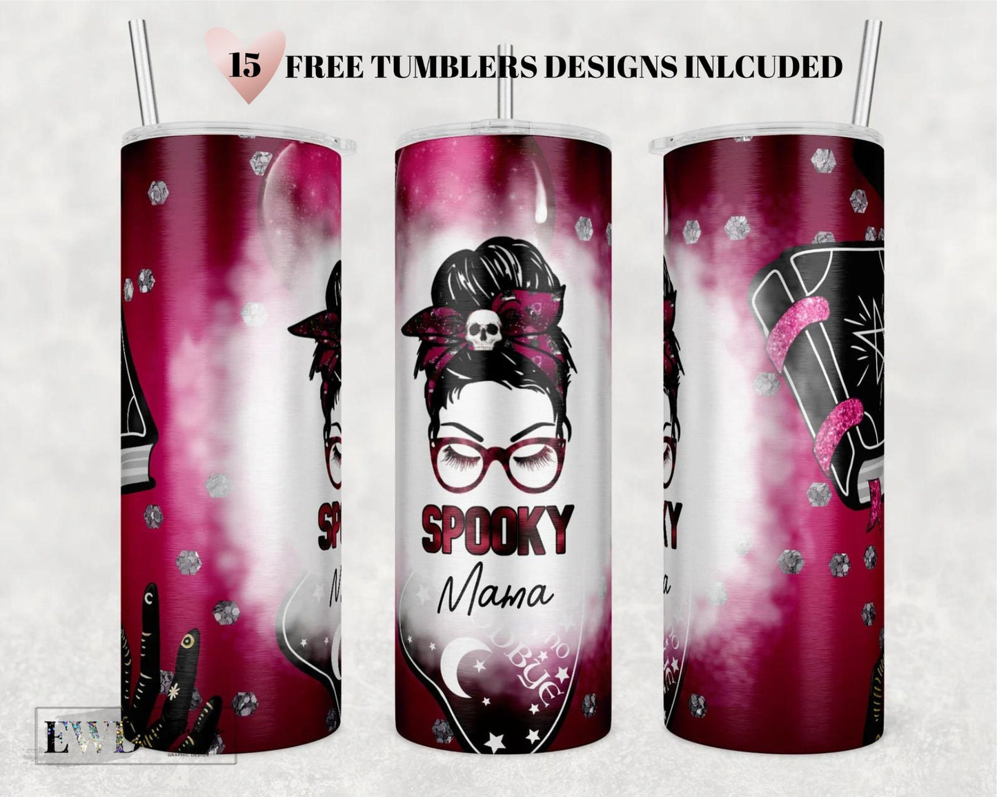 Halloween Spooky Mama PNG, Pumpkin Ghost Print Wrap, Spider Web Tumbler, Halloween Mom Png Skinny Tumbler Sublimation, Glitter burgundy PNG