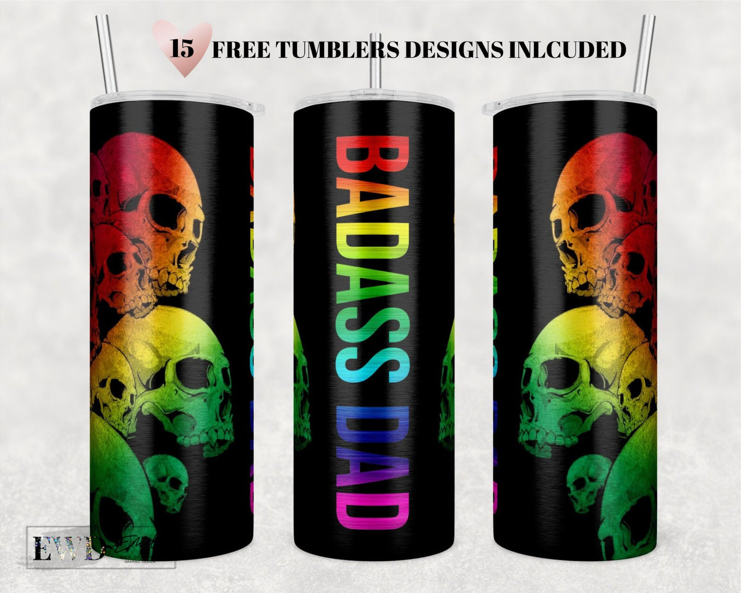 20 Oz Skinny Tumbler Sublimation Design, Badass Dad png Tumbler, Dad, Father, Papa, Tumbler Wrap, Sublimation Template, Father's Day, PNG.