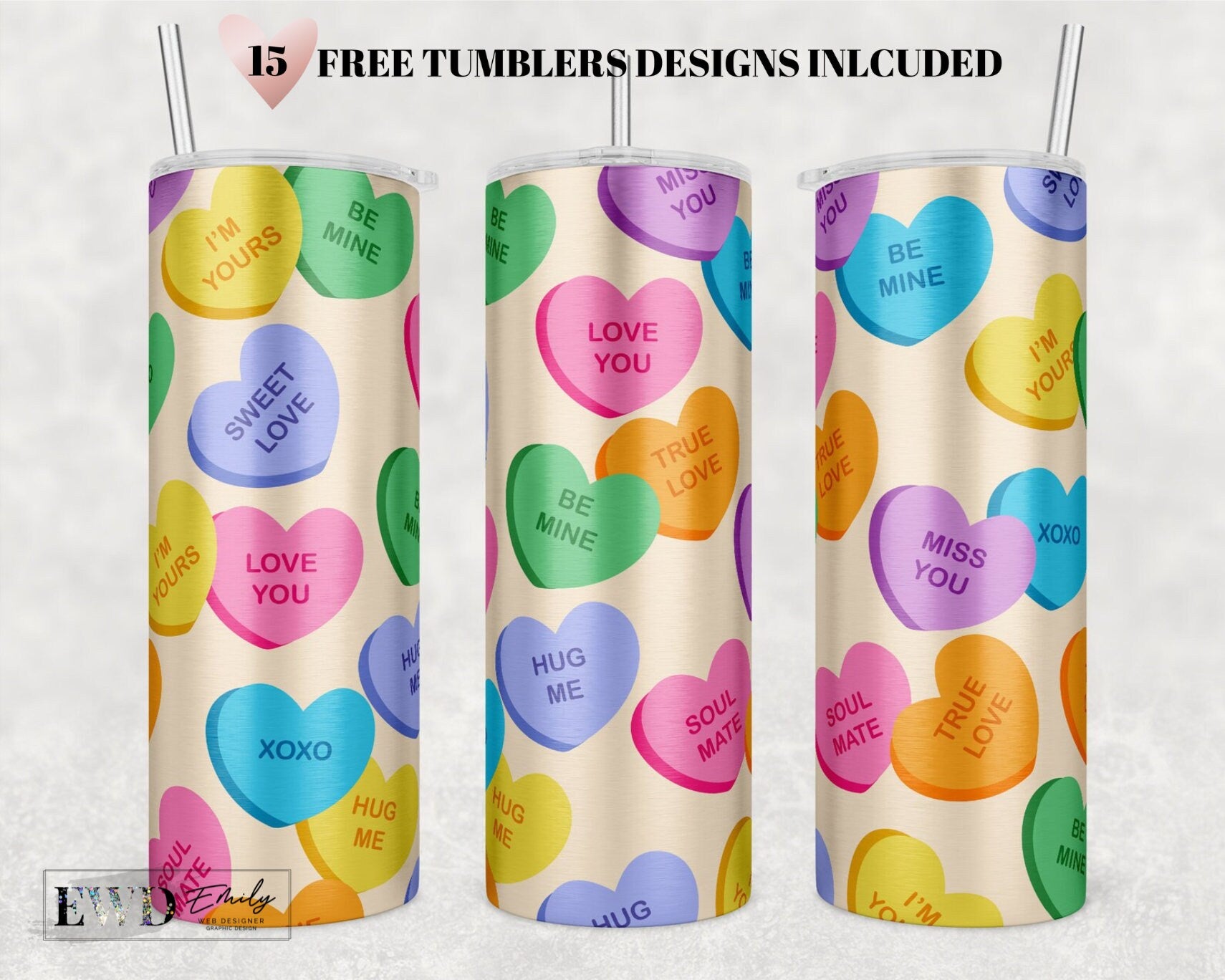 Valentine Tumbler PNG, Valentines Day Tumbler Wrap PNG , Valentine