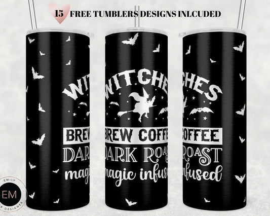Witches Brew Halloween Drink Co Tumbler, 20oz Skinny Sublimation Full Tumbler Wrap, Halloween Gift - PNG DIGITAL DOWNLOAD