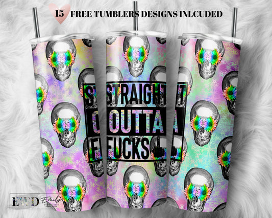 Straight outta fucks to give / sunflower / moms life 20 oz design | Skinny Sublimation Designs, Full Tumbler Wrap, Digital Downloads| Png