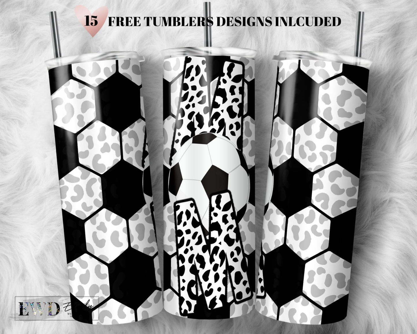 Soccer Mom Leopard 20oz Skinny Tumbler Sublimation Designs for Straight/Tapered Tumbler Design - PNG Digital Download