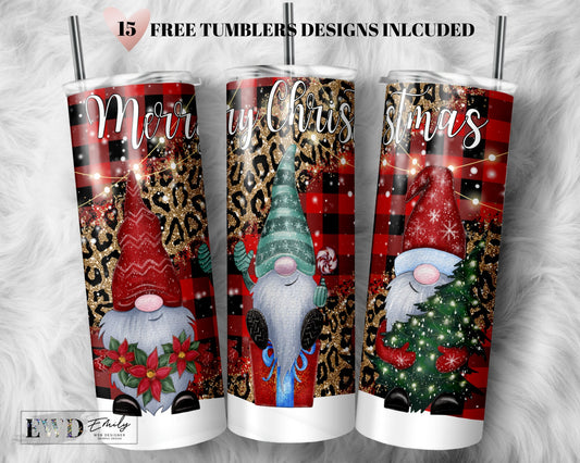 Gnomes Christmas 20oz Skinny Tumbler Sublimation Designs, Tumbler Wrap - PNG Digital Download, Merry Christmas Tumbler Png, Instant Download