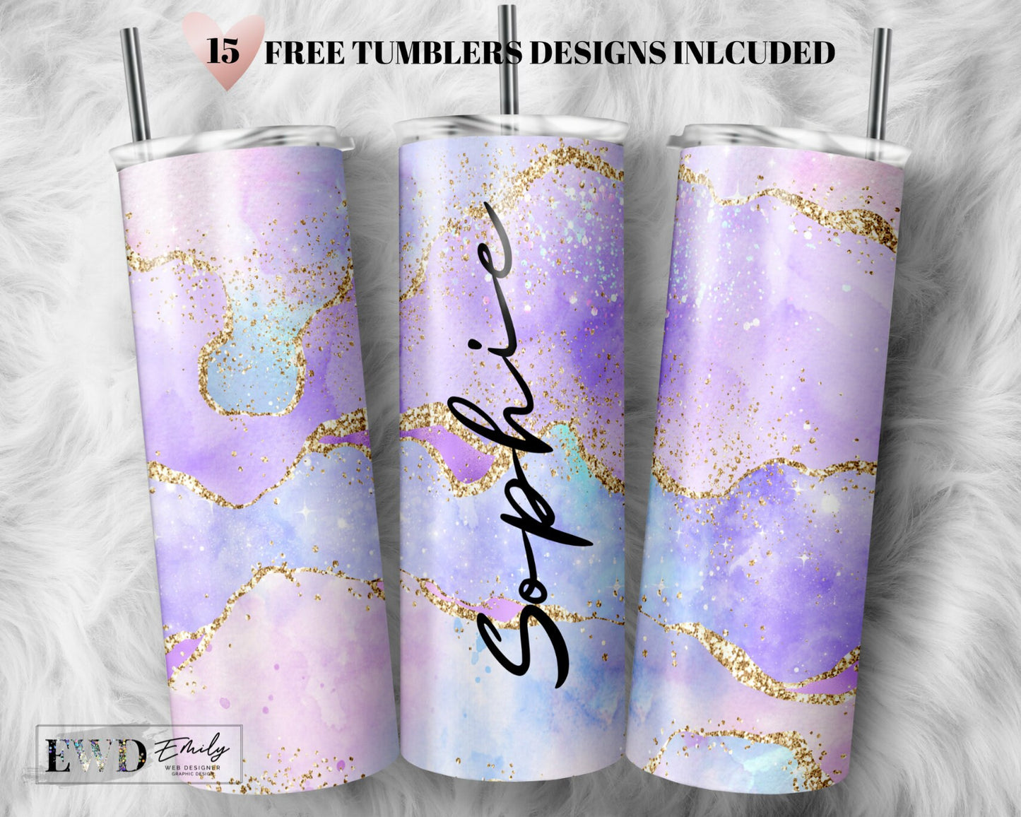 Add Your Own Text / Name Multicolor Agate Gold Marble Glitter Sublimation Tumbler Designs - 20oz Skinny Tumbler Templates - PNG