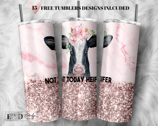 20oz Seamless Not Today Heifer Skinny Tumbler Sublimation, PNG, Cow png, Heifer tumbler, Tumbler design, Tumbler template, Tumbler wraps