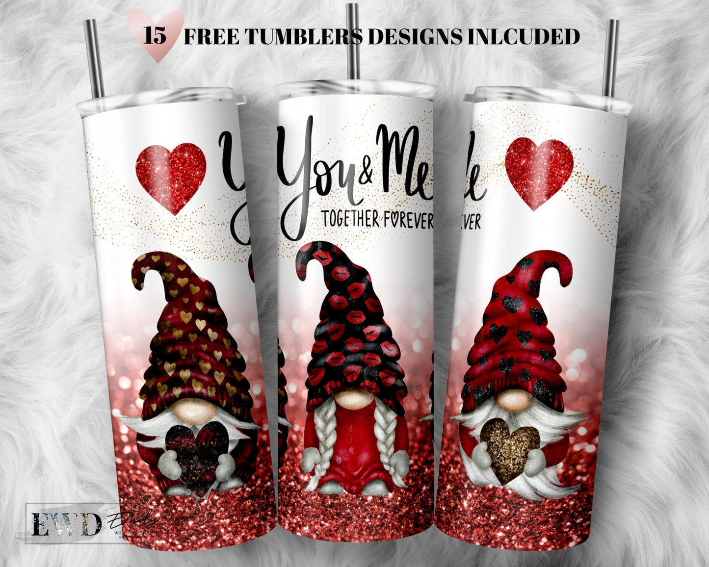 Valentine Gnome 20oz Tumbler wrap PNG Download, Tumbler Wrap-PNG Digital Download,Valentines Day Tumbler Png,Valentine Gnome Tumbler PNG