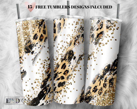 20oz Skinny Tumbler Sublimation Designs Leopard and Cow print Tumbler - Tumbler Design - PNG Digital Download