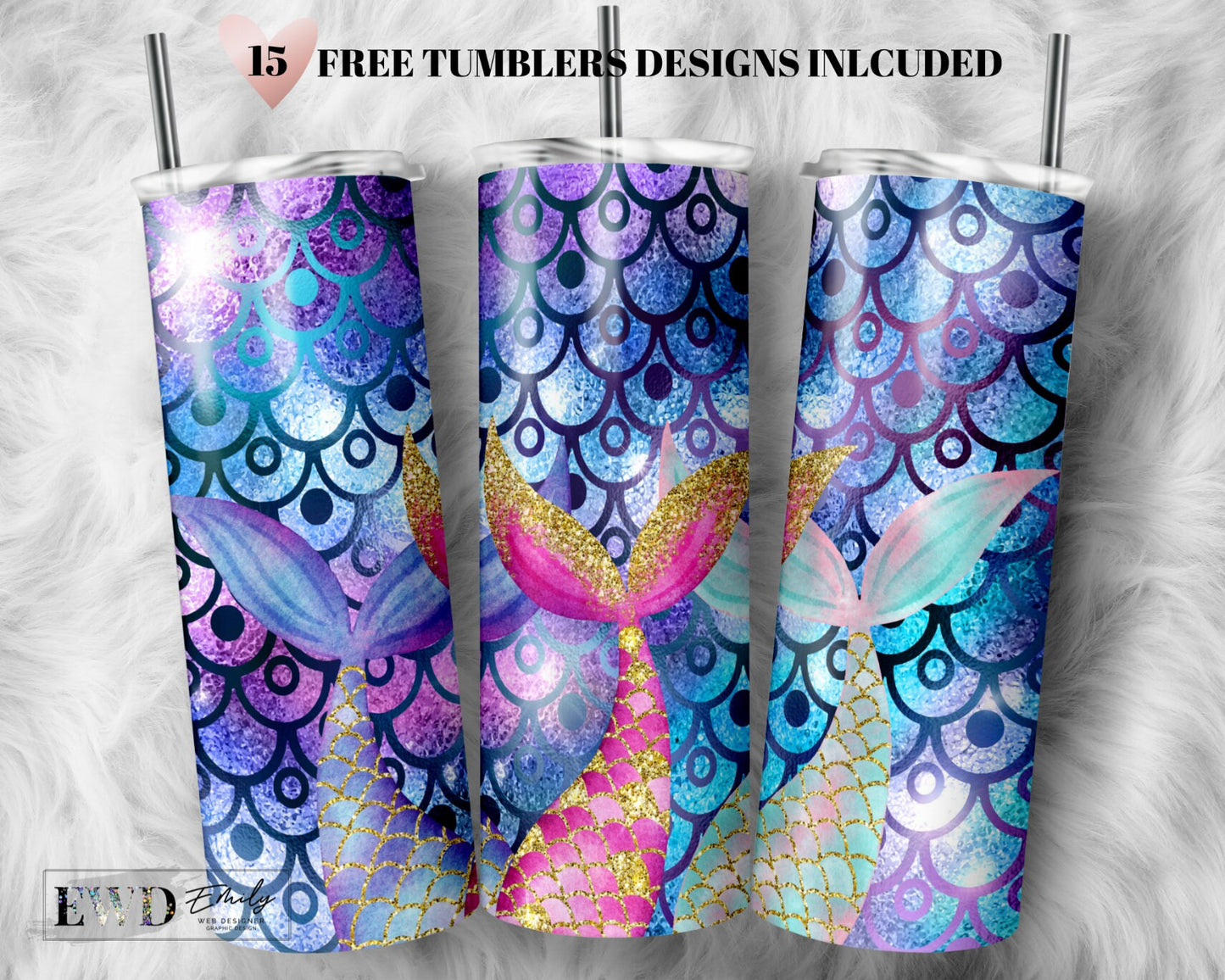 20 oz Skinny Tumbler Sublimation Design Template Glitter Mermaid Scales Tail Digital Download PNG Inst DIGITAL Only