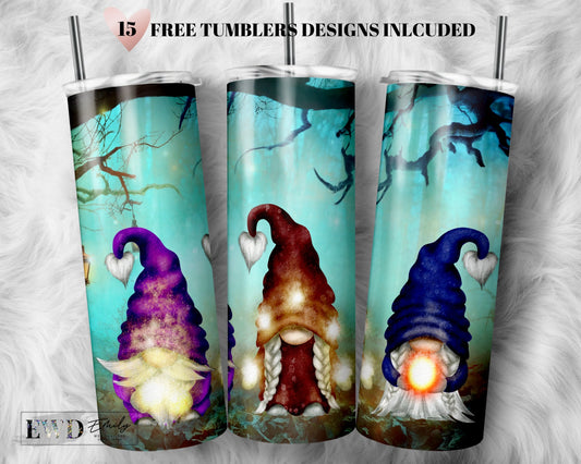 Magical Gnome Tumbler Wrap PNG, Gnome tumbler wrap, 20 oz Skinny Sublimation Tumbler Designs for Tumbler Digital Download