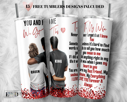 To My Wife Valentine Tumbler Designs, 20oz Skinny straight Tumbler Wrap, Tumbler sublimation Template -PNG Digital Download