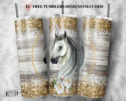 Unicorn Flower Png, Unicorn Tumbler Design, 20 oz Skinny Tumbler Wrap Unicorn Tumbler Png