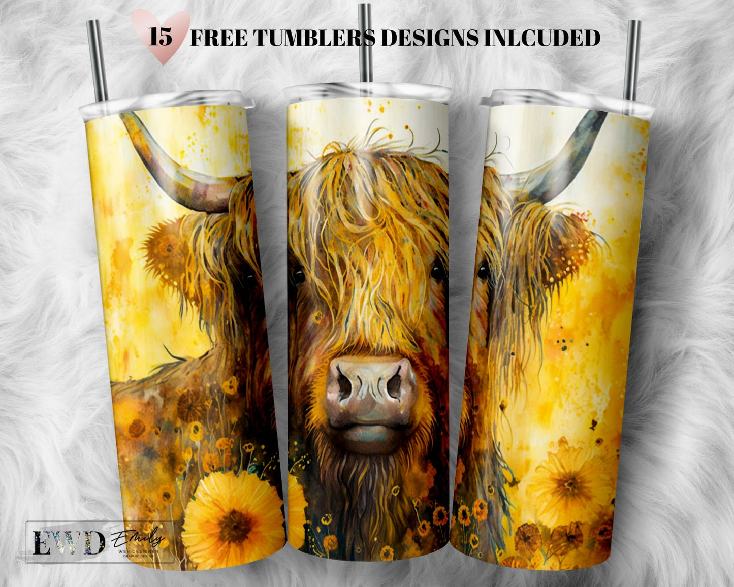 Highland Cow Tumbler Wrap PNG Design Cowgirl Bull Western Seamless Country Sublimation Designs Downloads - Skinny 20oz - PNG