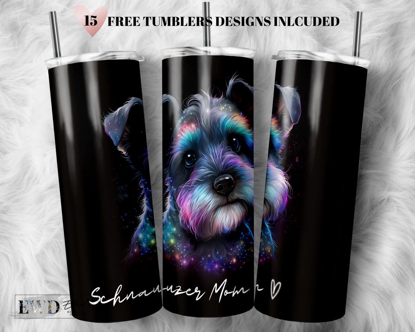 Schnauzer Mom 20 oz Skinny Tumbler Sublimation Design Digital Download PNG Instant, Dog Lover Tumbler Design Digital Download