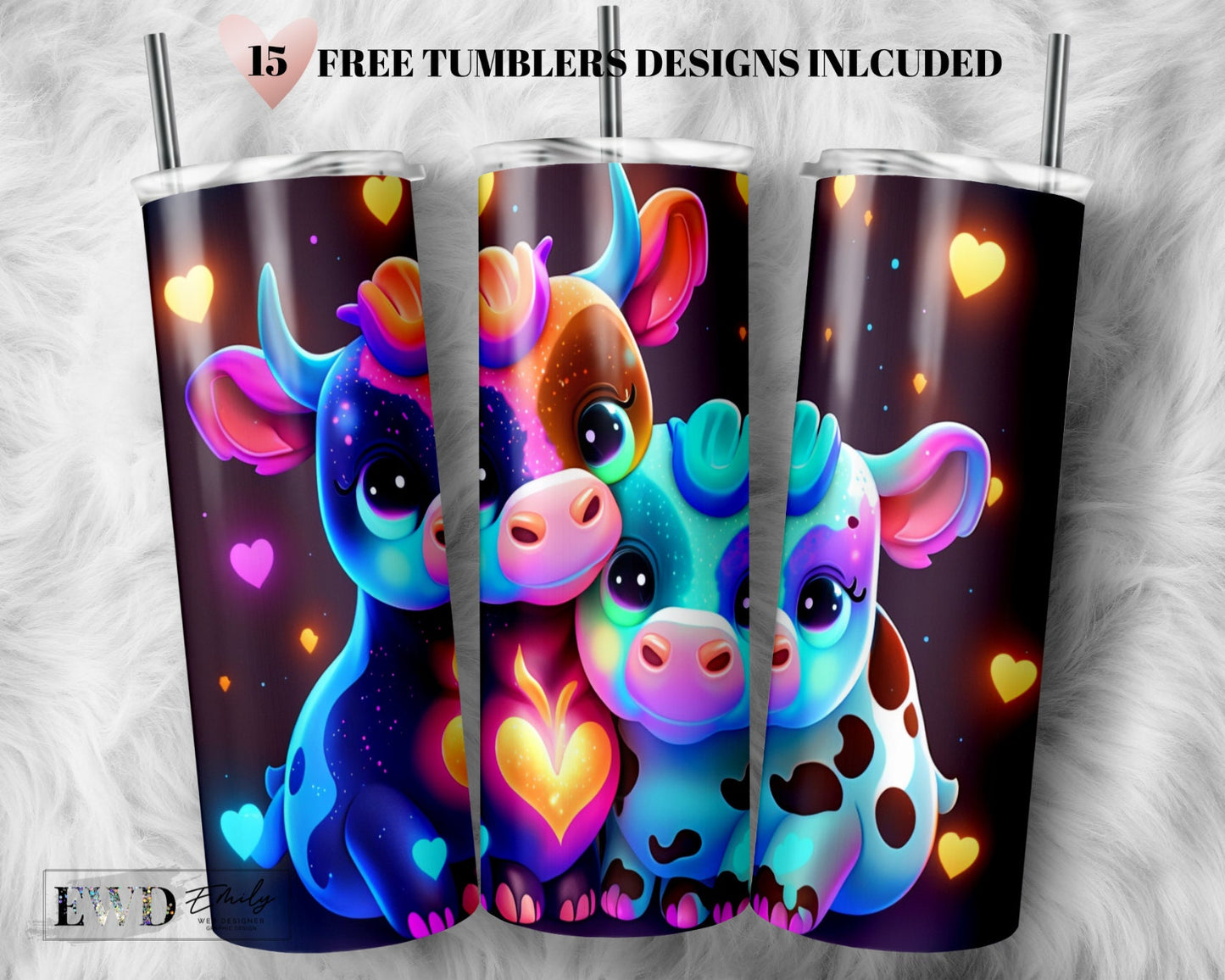 Cute Cows Colorful Tumbler, Cows Tumbler, Baby cows lover, Tumbler Wrap PNG 20oz, Sublimation Tumbler PNG Designs, Digital Tumbler Wrap png