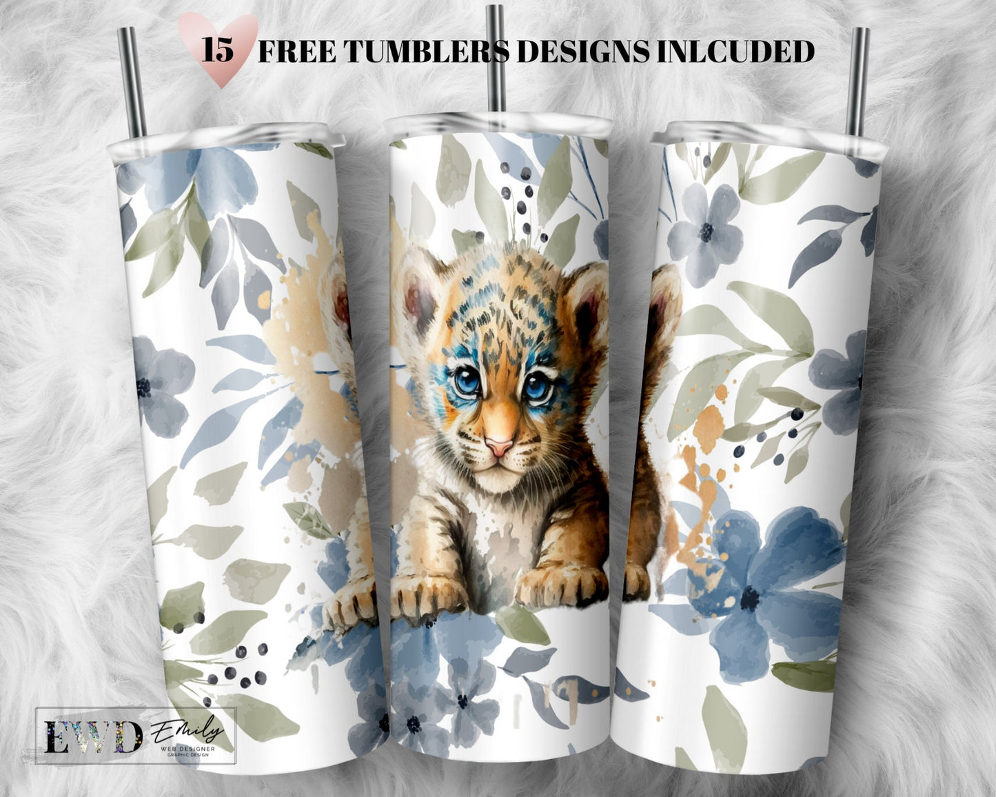 Baby Tiger Tumbler Wrap PNG Tumbler Design Sublimation Designs Downloads - Skinny 20oz - PNG - 2023