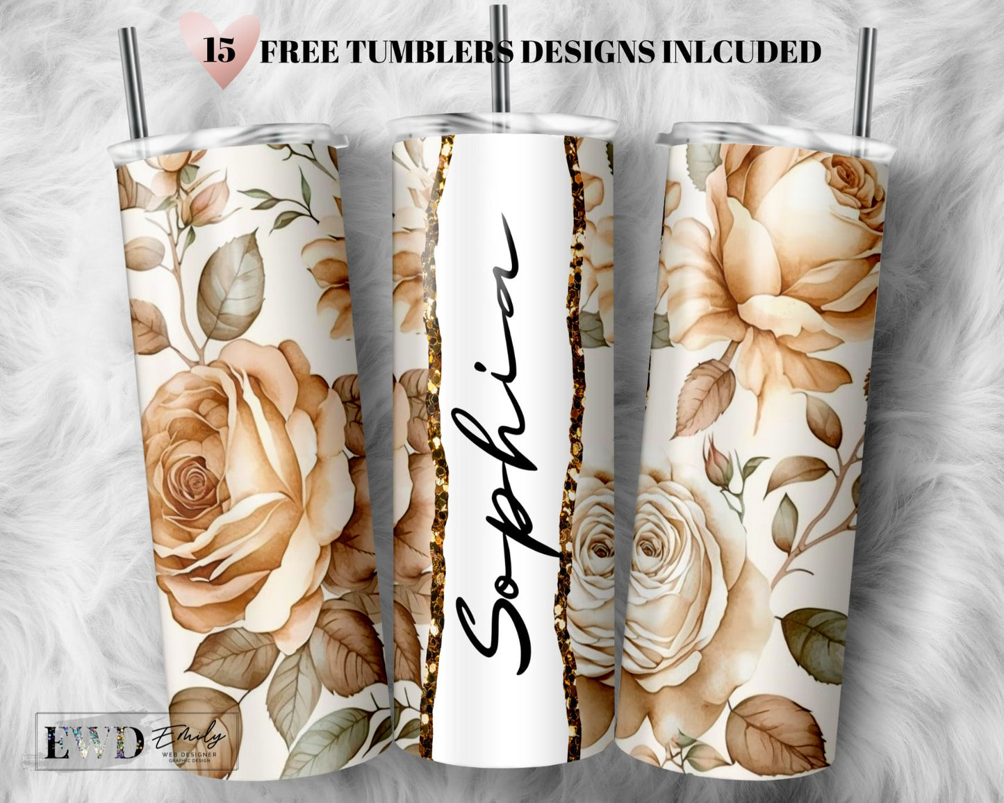 Add Your Own Name Peach Floral Sublimation Tumbler Seamless Sublimation Designs Downloads - Skinny Tumbler 20oz Design - PNG