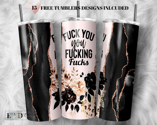Tumbler Wrap Funny Sarcastic Quote Seamless Tumbler Design Rose Gold Agate Print Sublimation Designs Downloads - Skinny 20oz - PNG 2023