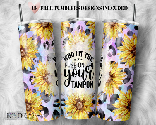 Tumbler Wrap Funny Sarcastic Quote Seamless Tumbler Design Sunflowers Leopard Print Sublimation Designs Downloads - Skinny 20oz - PNG 2023