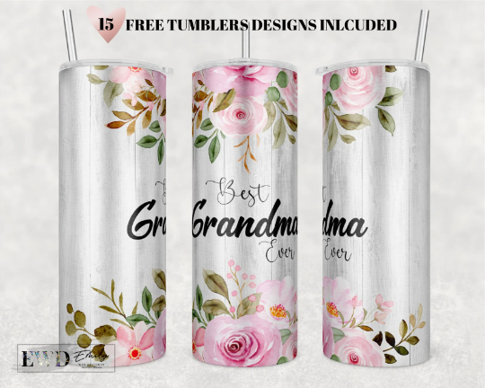 Best Grandma Ever Seamless 20oz Skinny Tumbler Sublimation, Waterslide Digital Design Full Tumbler Wrap Png Download