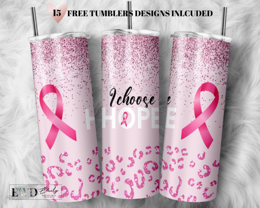 Breast Cancer Tumbler PNG, Breast Cancer Warrior Tumbler Sublimation Design Download, Seamless 20oz Skinny Tumbler Design PNG, Awareness